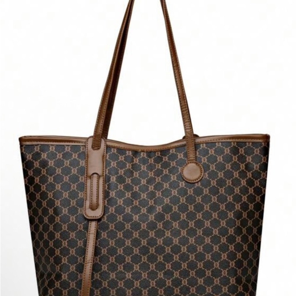 NWT Brown Tote Bag In Faux Leather - Picture 6 of 8